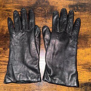Women's Talbots Italian Black Leather Gloves Size 8